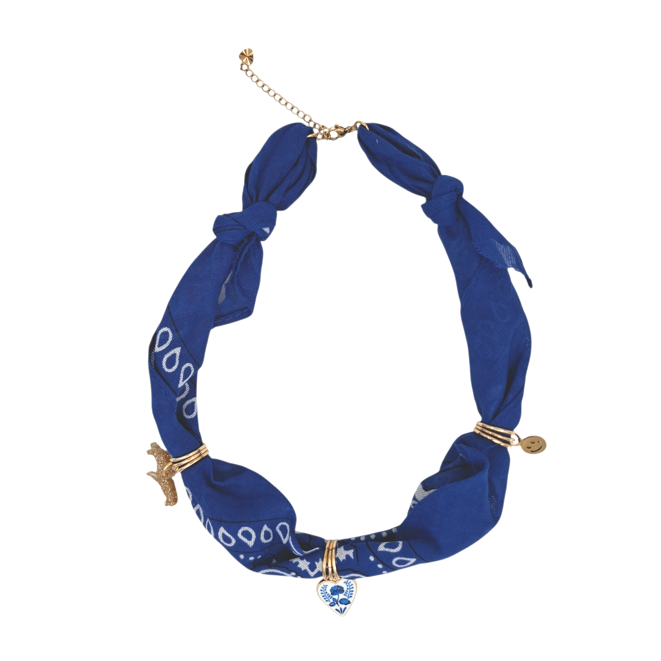 Feestbeest Bandana Ketting Blauw Met Bedel