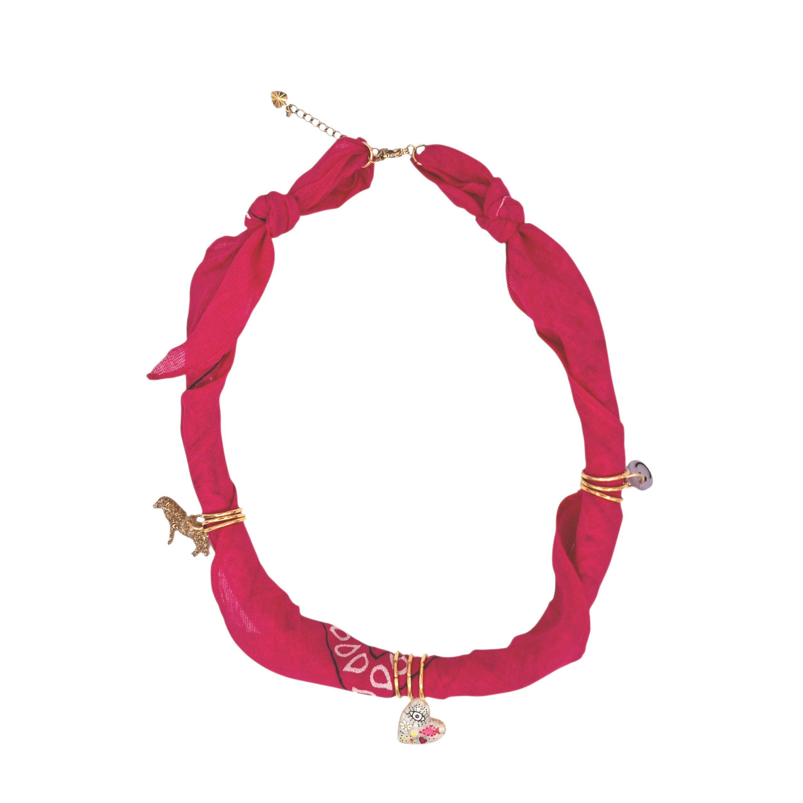 Feestbeest Bandana Ketting Fuchsia Met Bedel