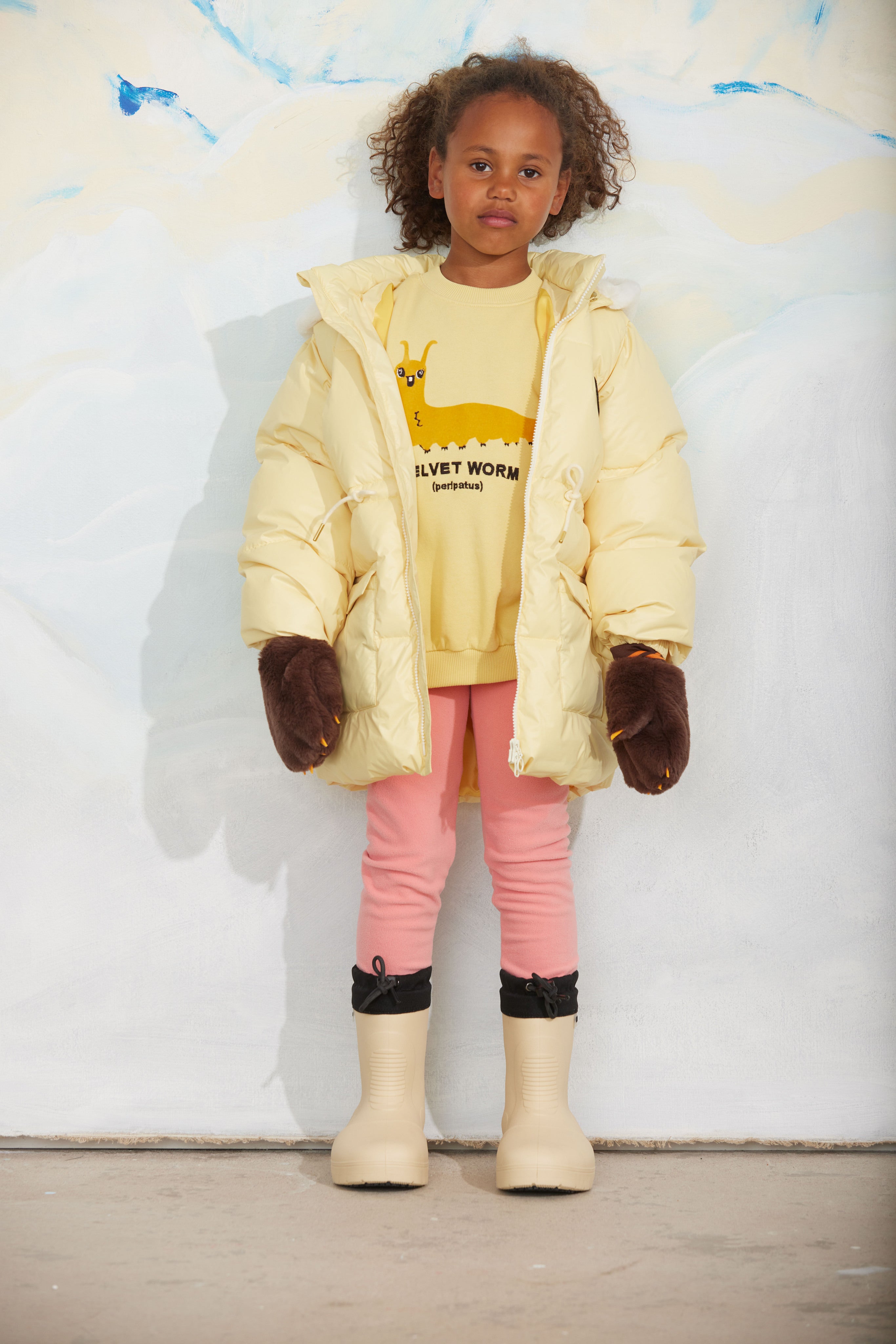 Mini Rodini Velvet Worm Sp Worm Sweatshirt Yellow