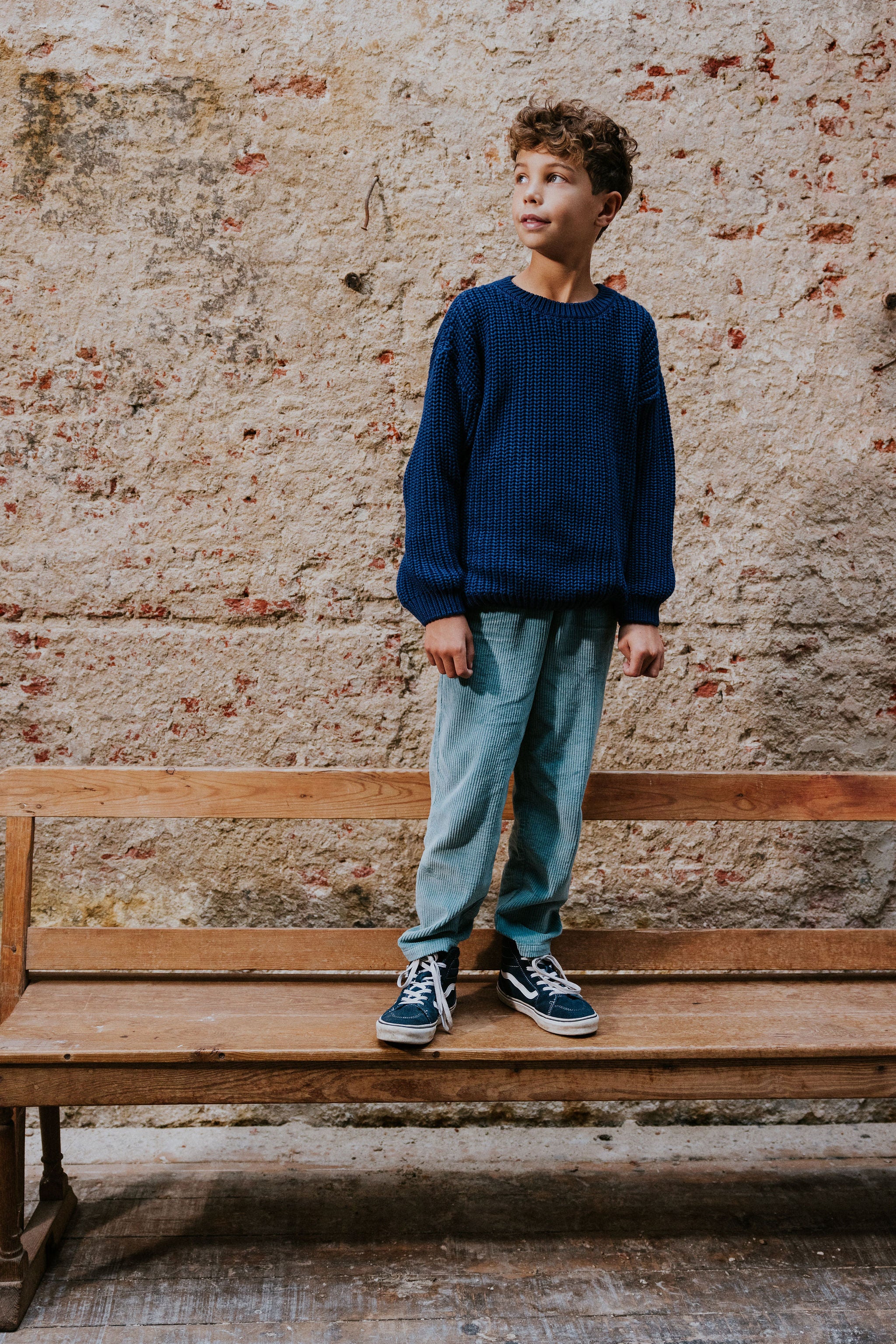 Yuki Chunky Knitted Sweater Navy Unisex
