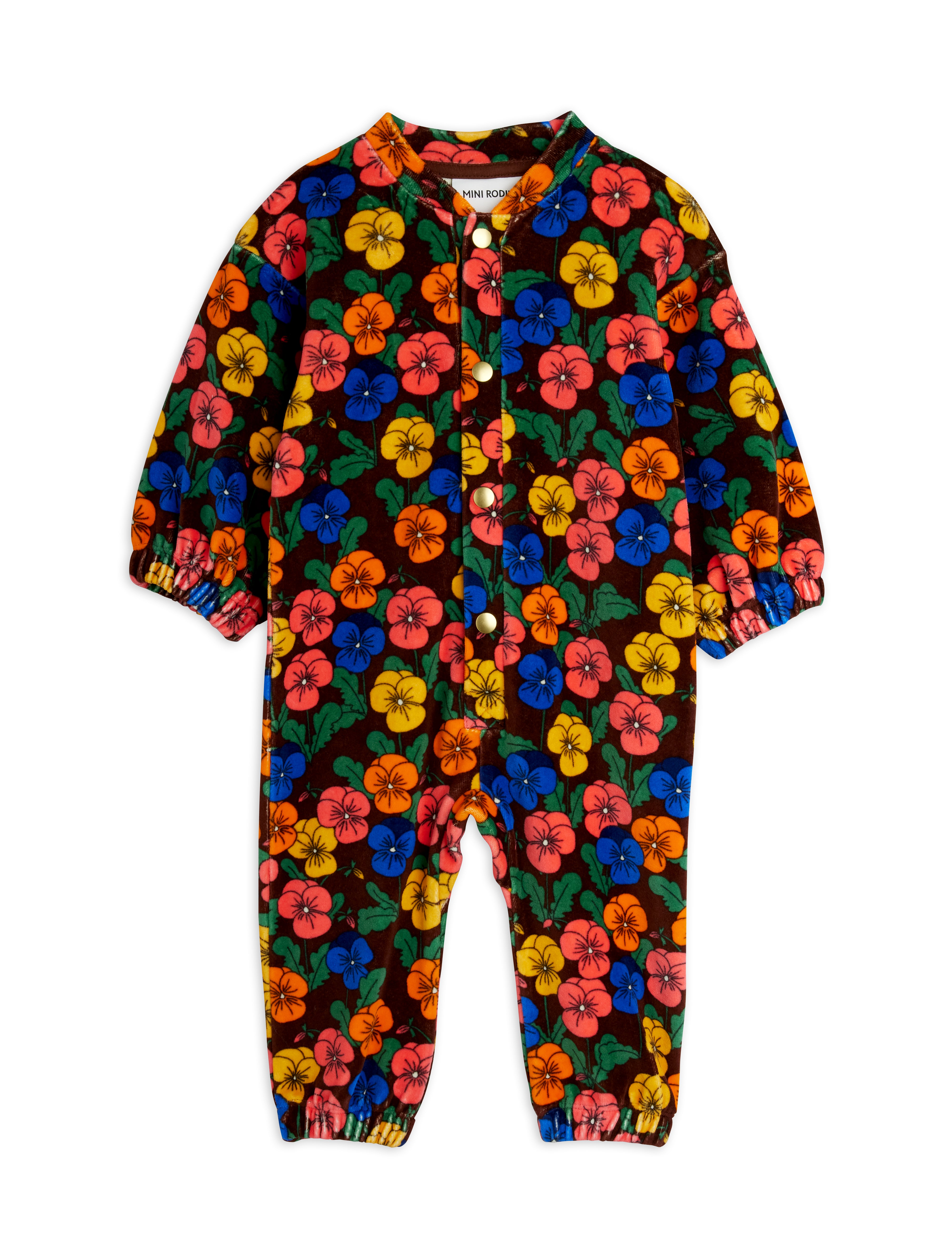 Mini Rodini Violas Aop Velour Onesie Baby