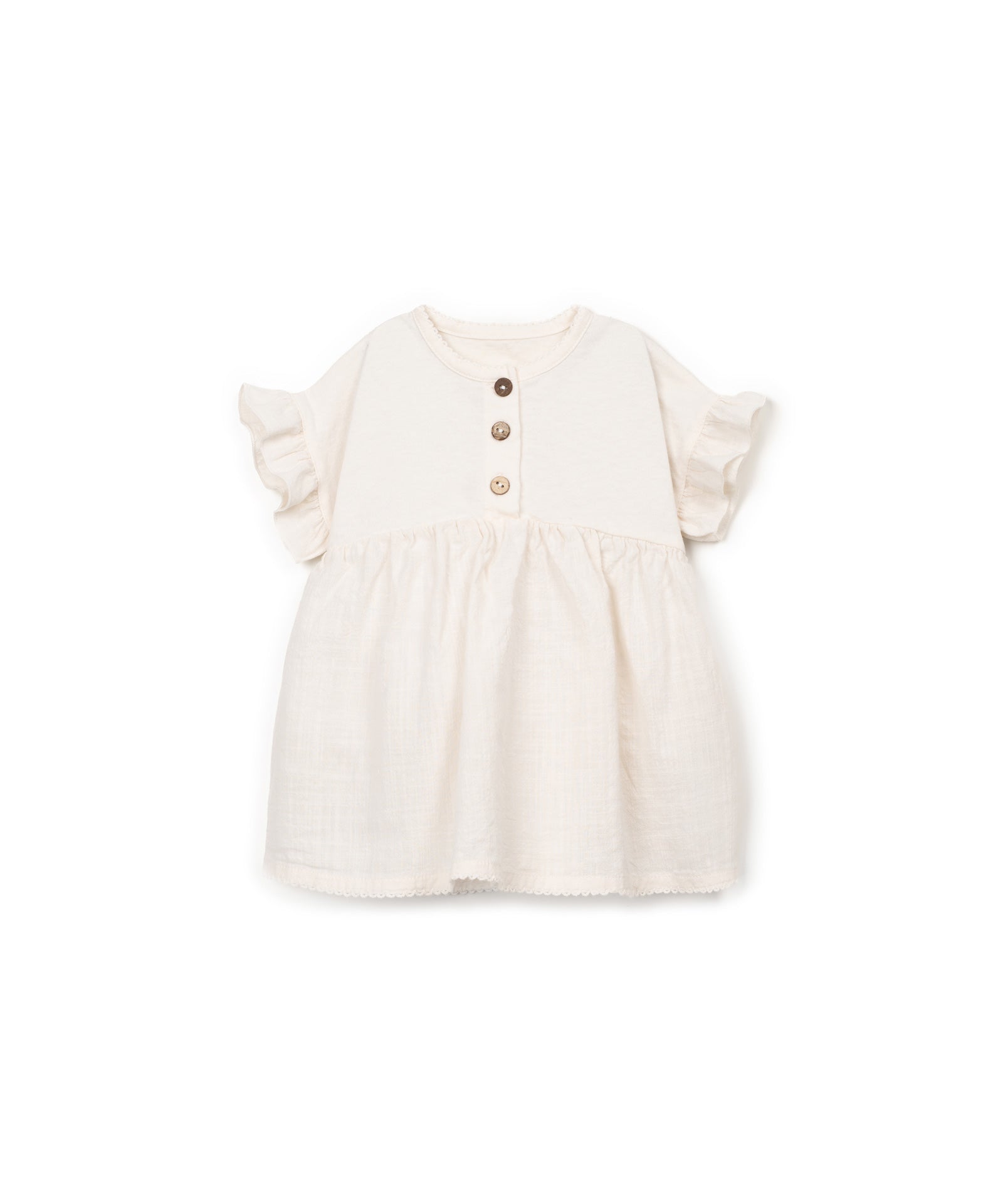 Play Up Baby Beige Mixed Dress Ruffle Mouw