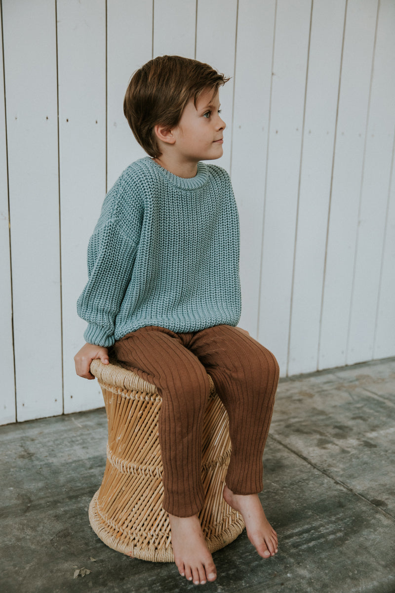 Yuki Chunky Knitted Sweater Ocean Unisex