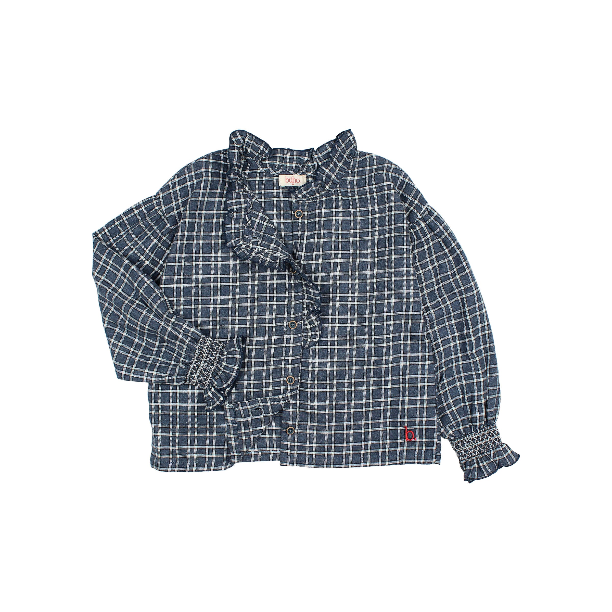 Búho Tartan Blouse Navy