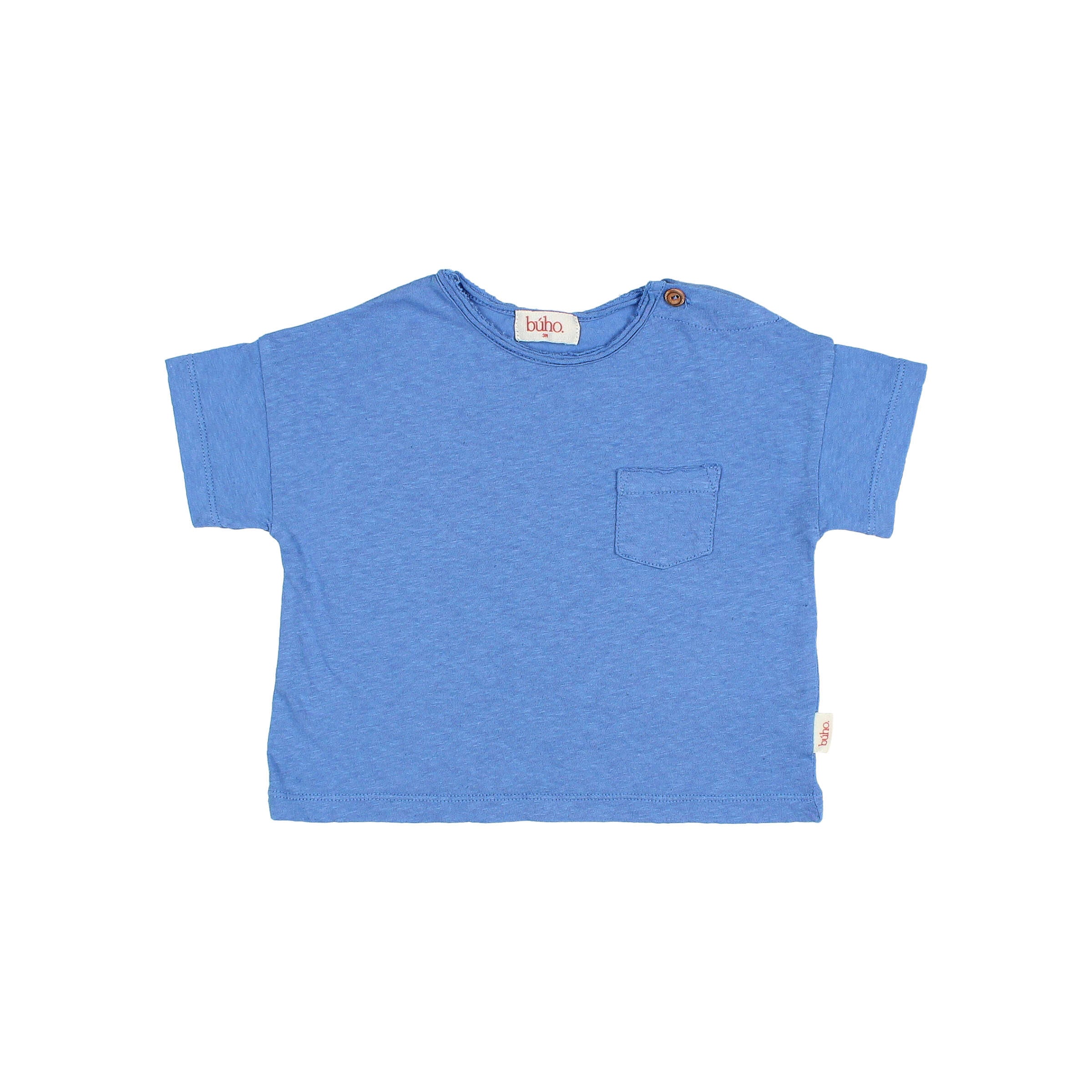 Búho Baby Linen T-shirt Ocean Blue