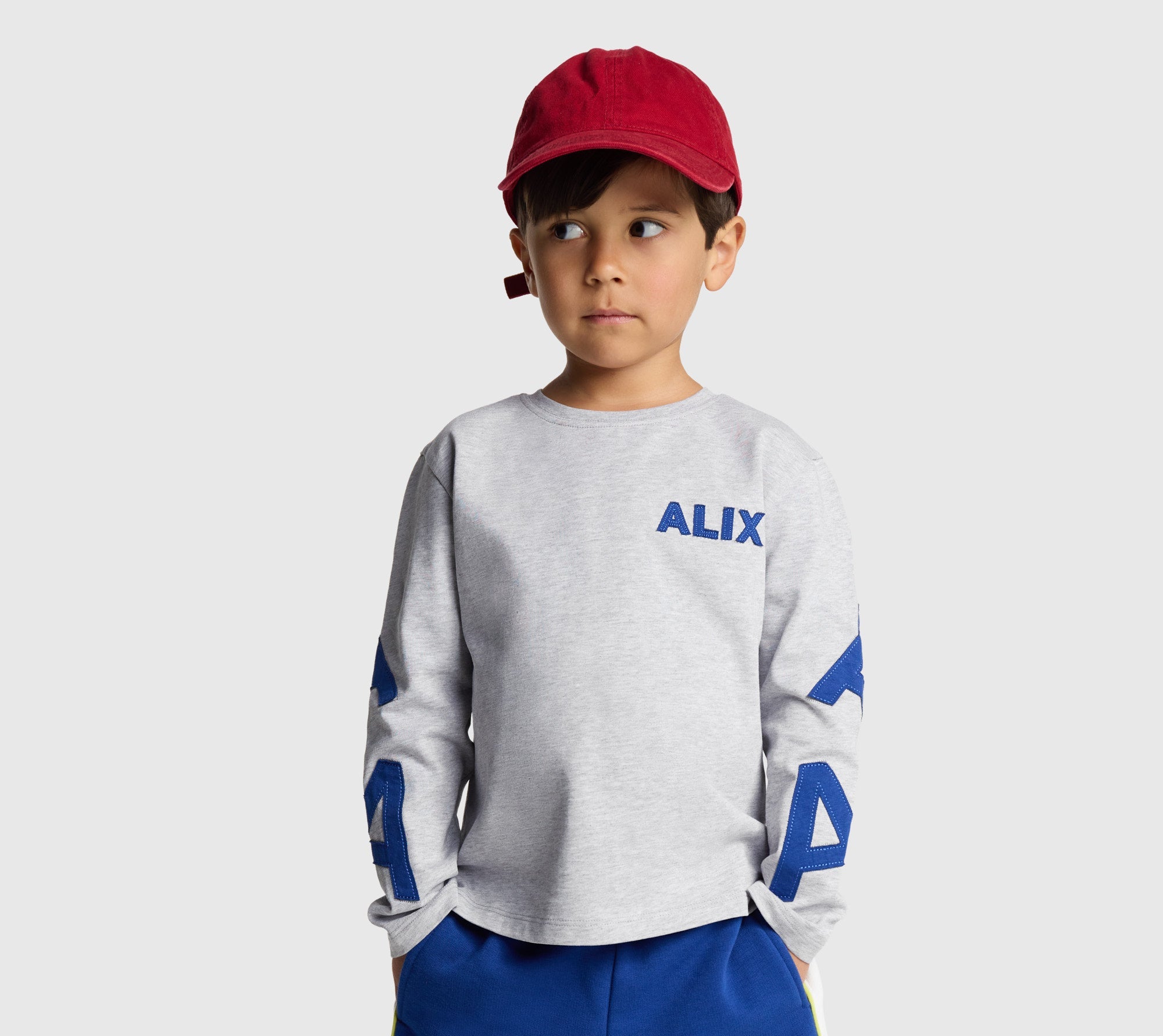 Alix Mini Knitted Patches Longsleeve Light Grey Melange