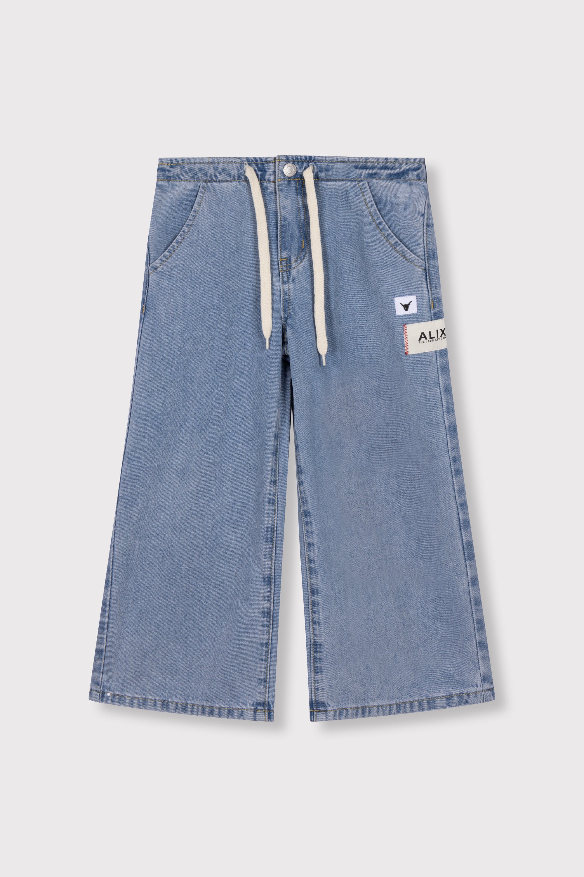 Alix Mini Woven Wide Leg Flowy Denim Pants