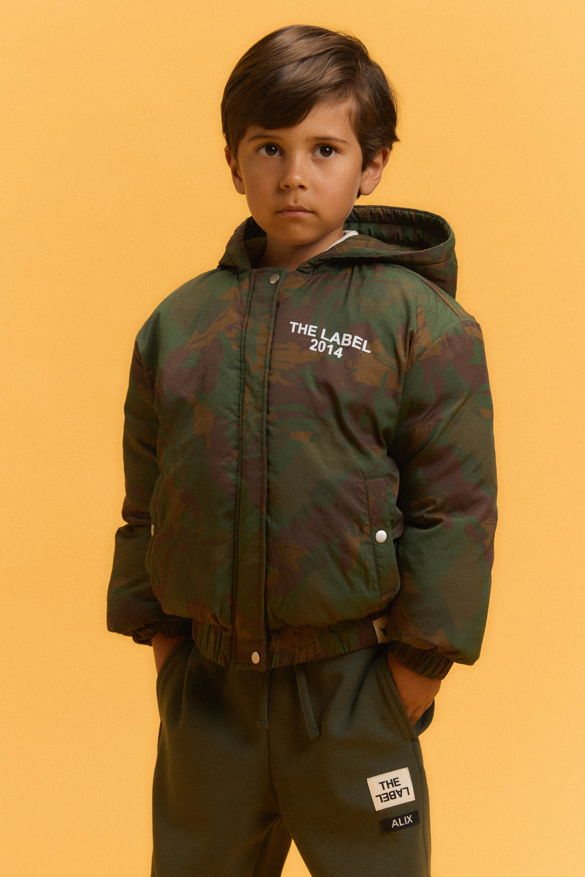 Alix Mini Kids Woven Camouflage Nylon Coat Army