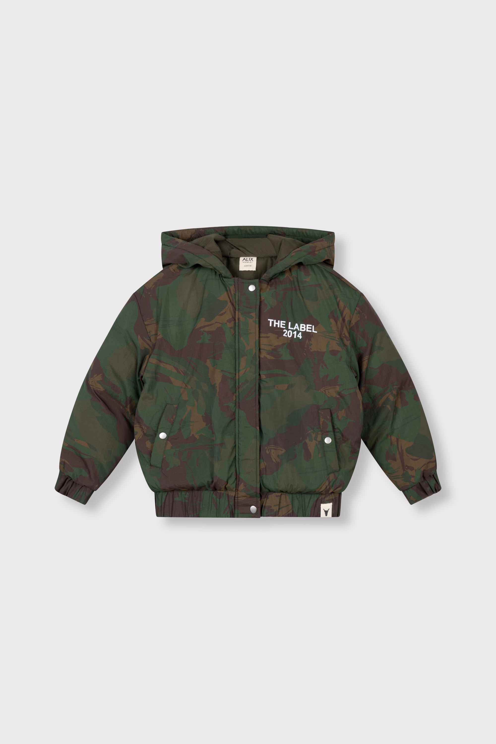 Alix Mini Kids Woven Camouflage Nylon Coat Army