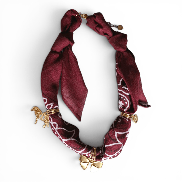 Feestbeest Bandana Ketting Met Bedel Donkerrood