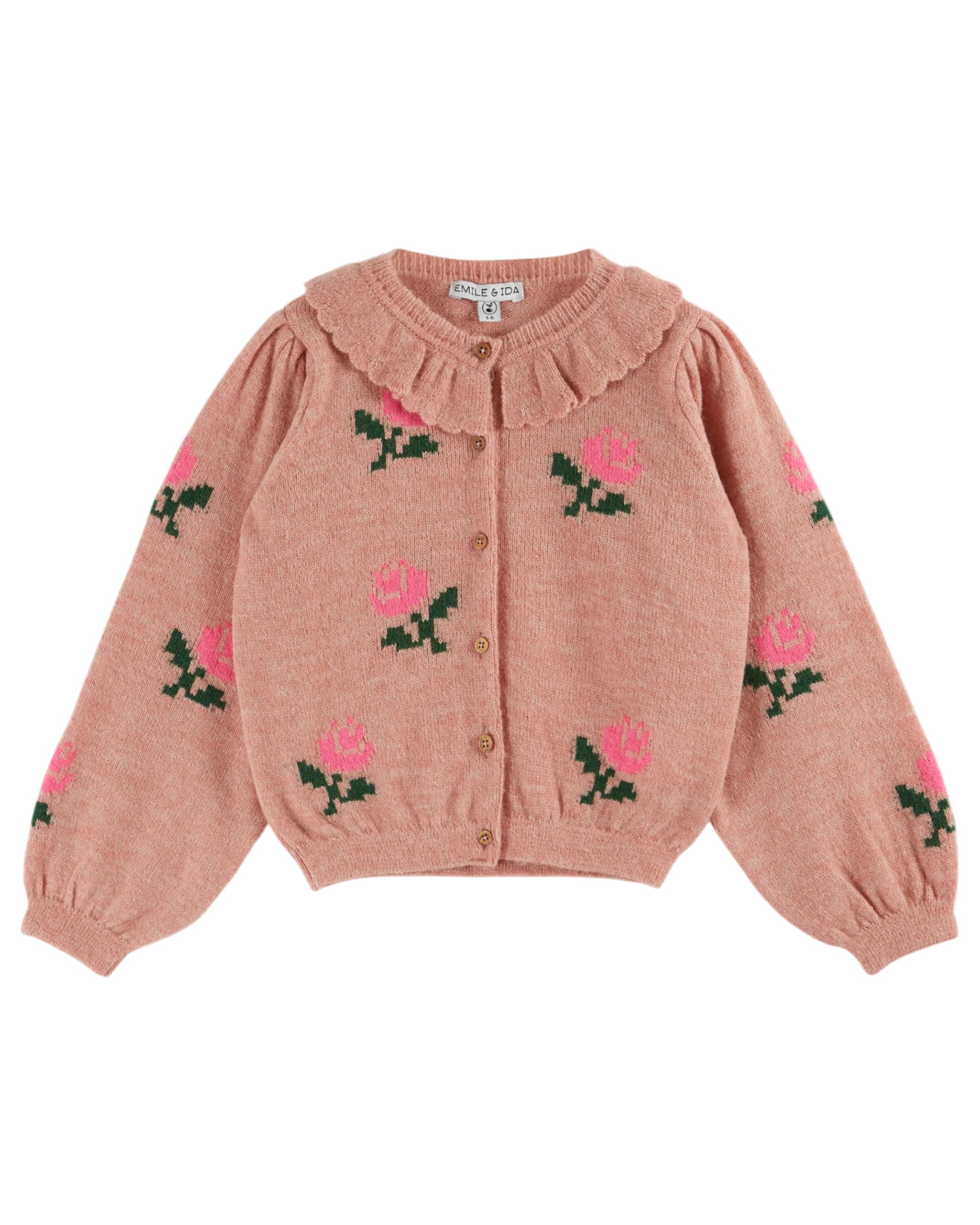 Emile & Ida Cardigan Fleurs Rose Vest