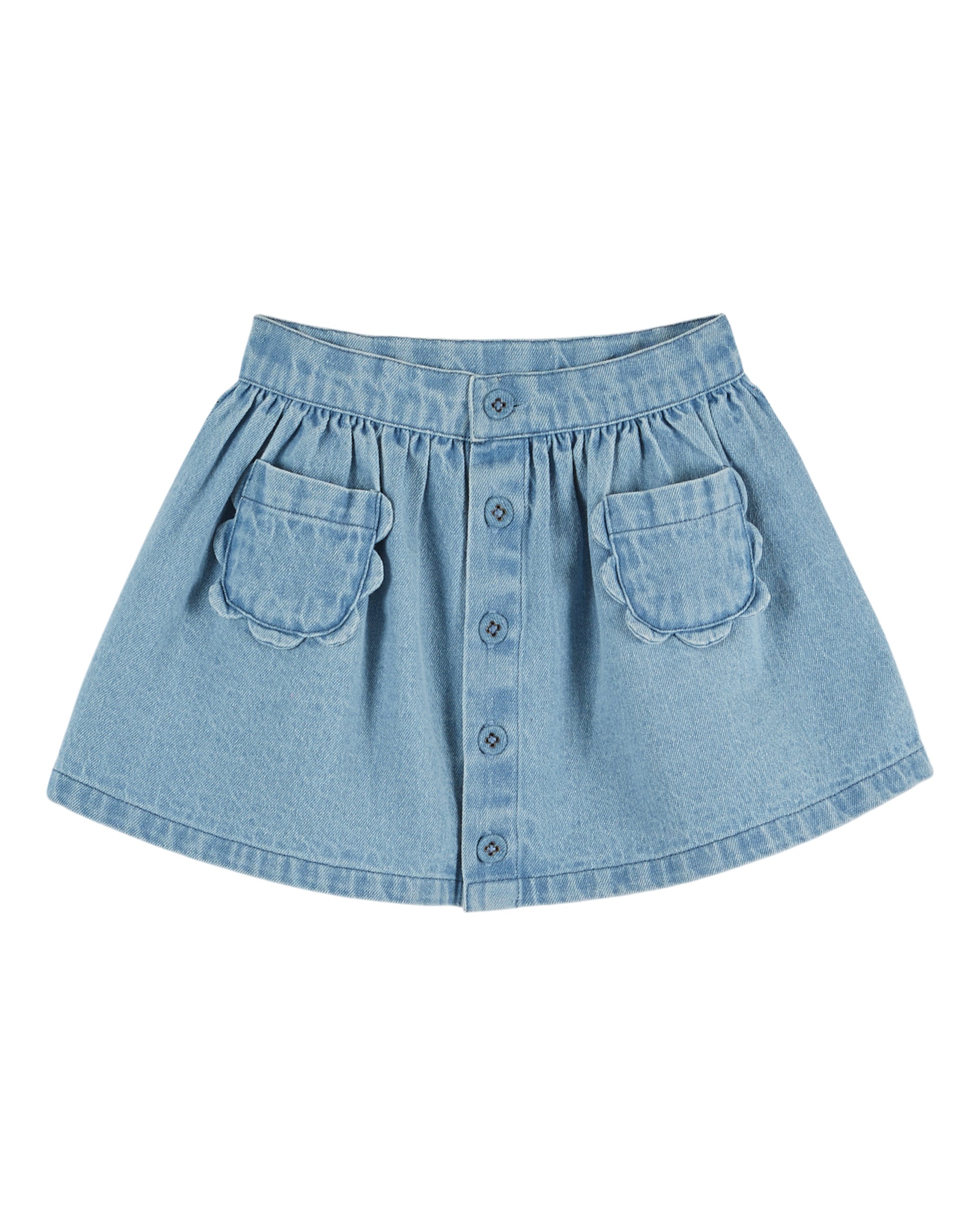 Emile & Ida Jupe Denim Pouches Fleurs