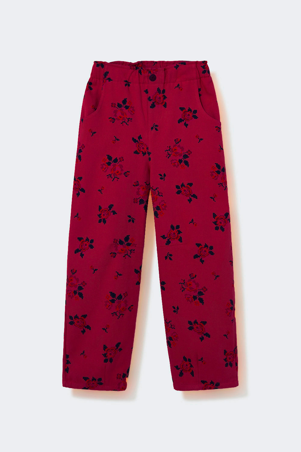 My little Cozmo Atenask Prune-Cross Floral Twill Pants