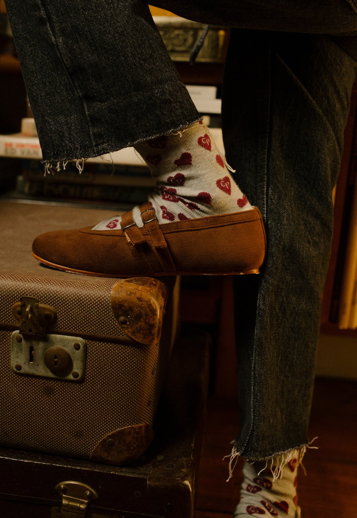 Charlie Petite Seven Sokken Grey Melange Bordeaux
