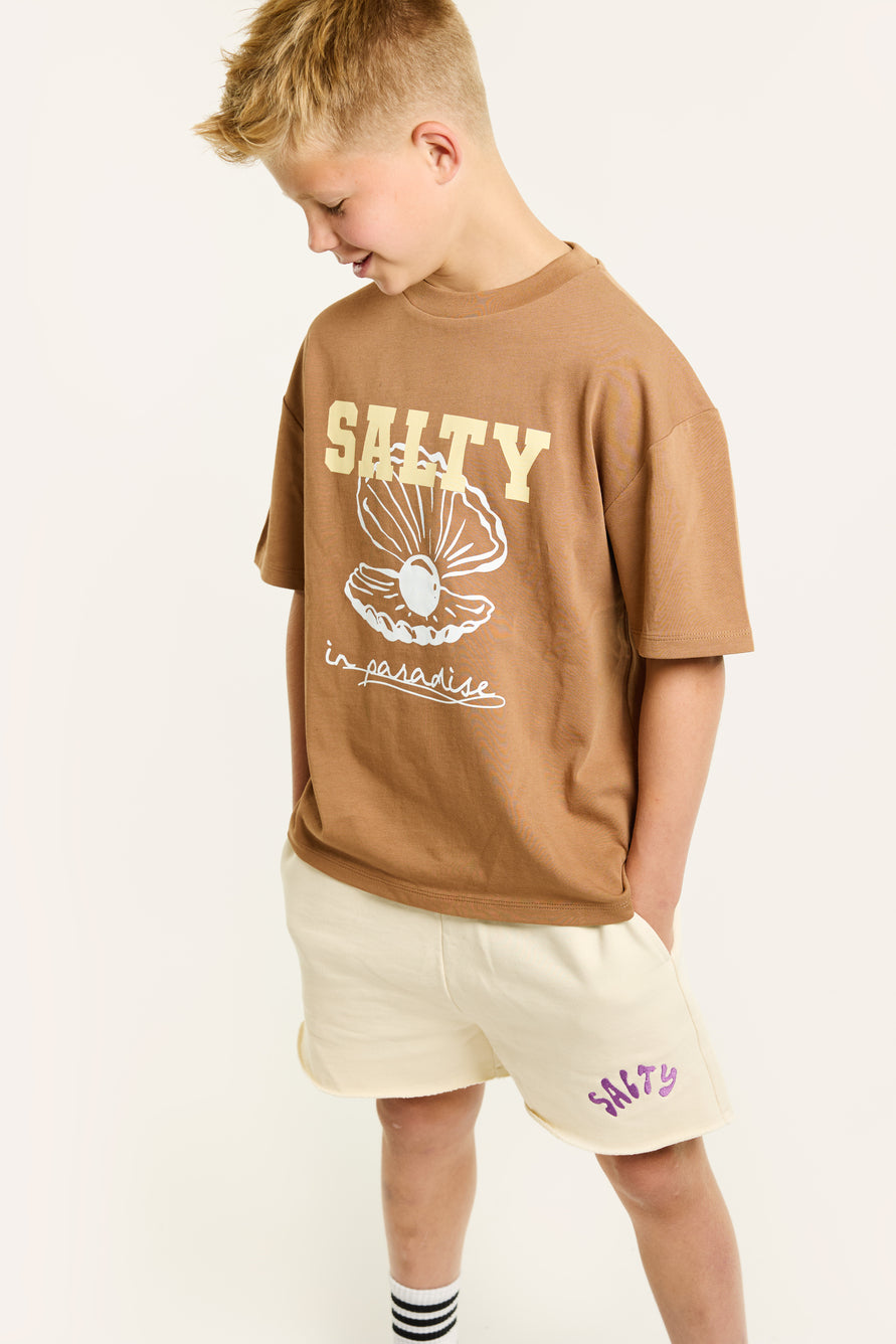 Salty Stitch Pearl T-shirt Brown