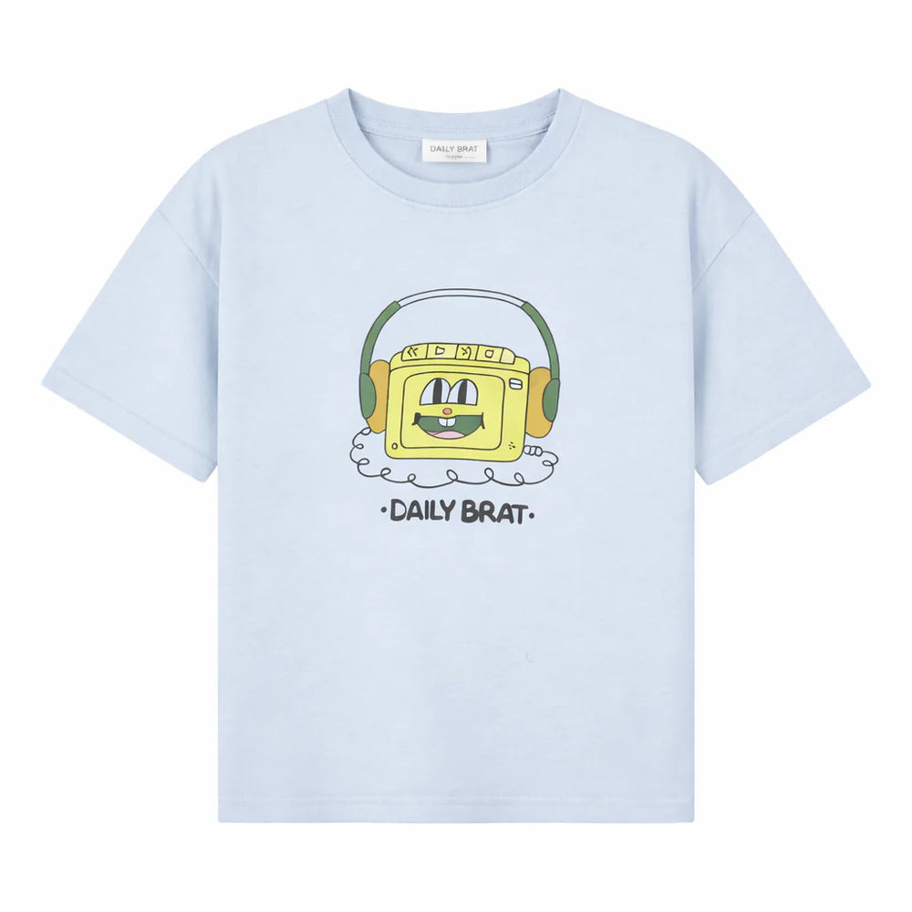 Daily Brat Funky Headphones T-shirt Sterling Blue
