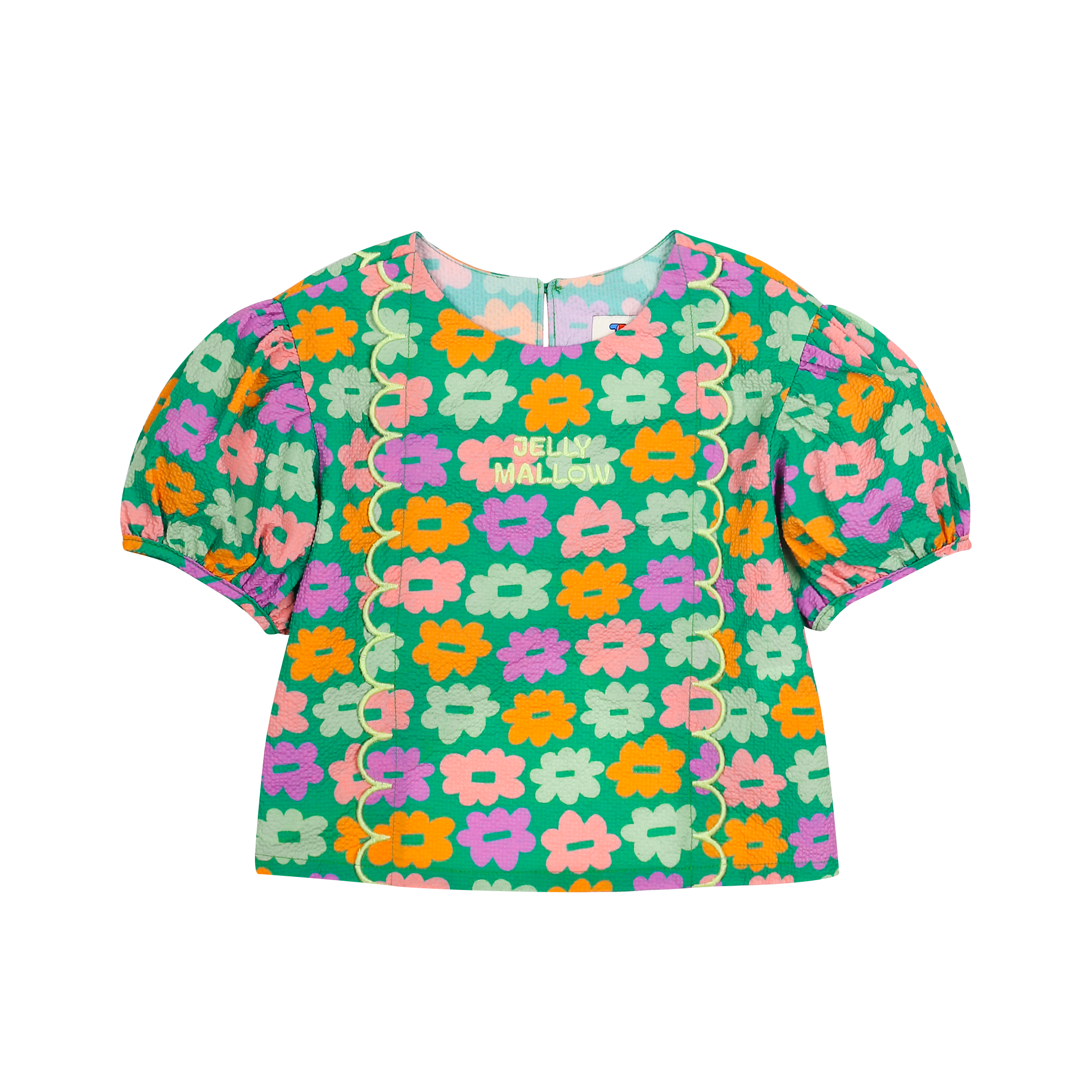 Jelly Mallow Flower Seersucker Blouse