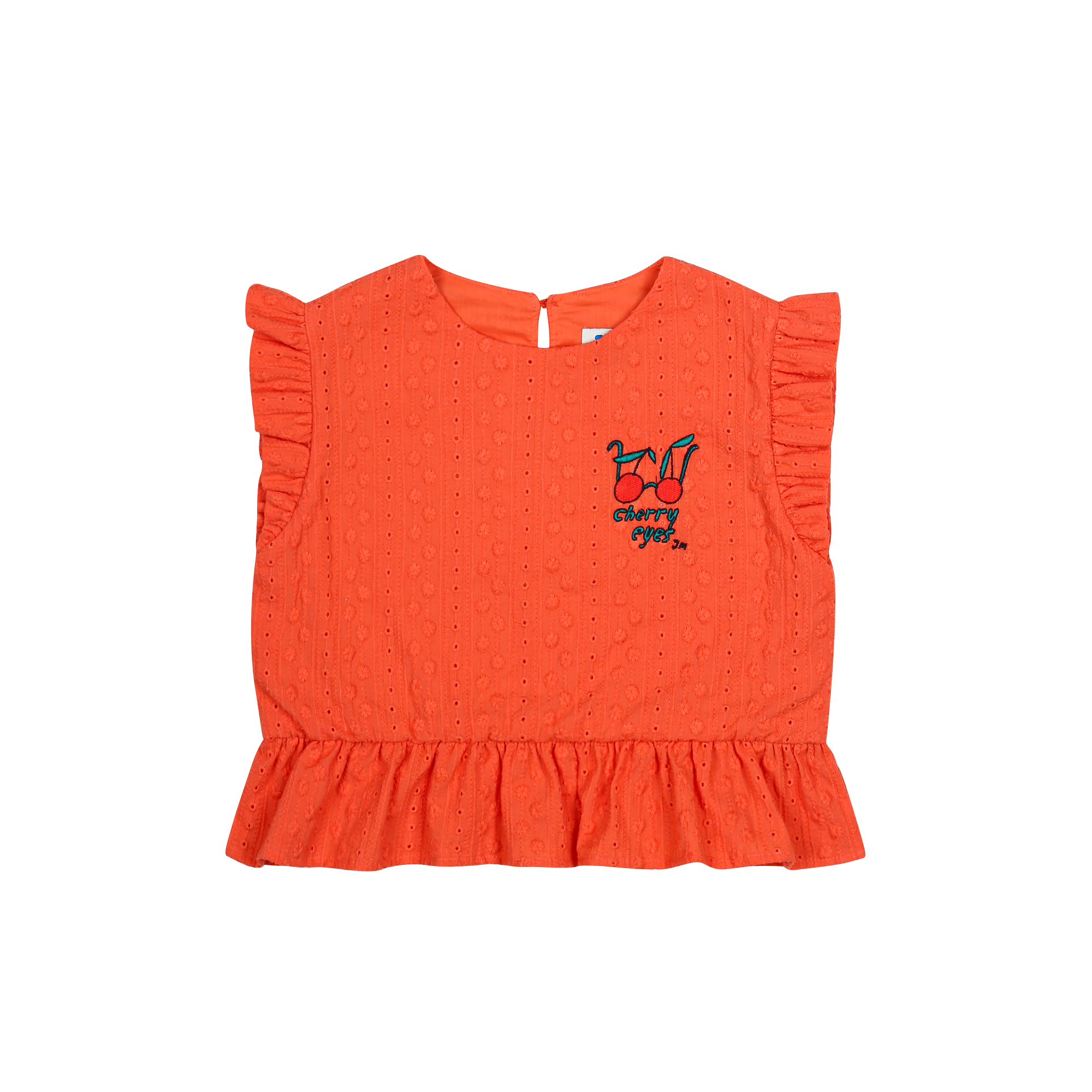 Jelly Mallow Cherry Ruffle Sleeveless Blouse