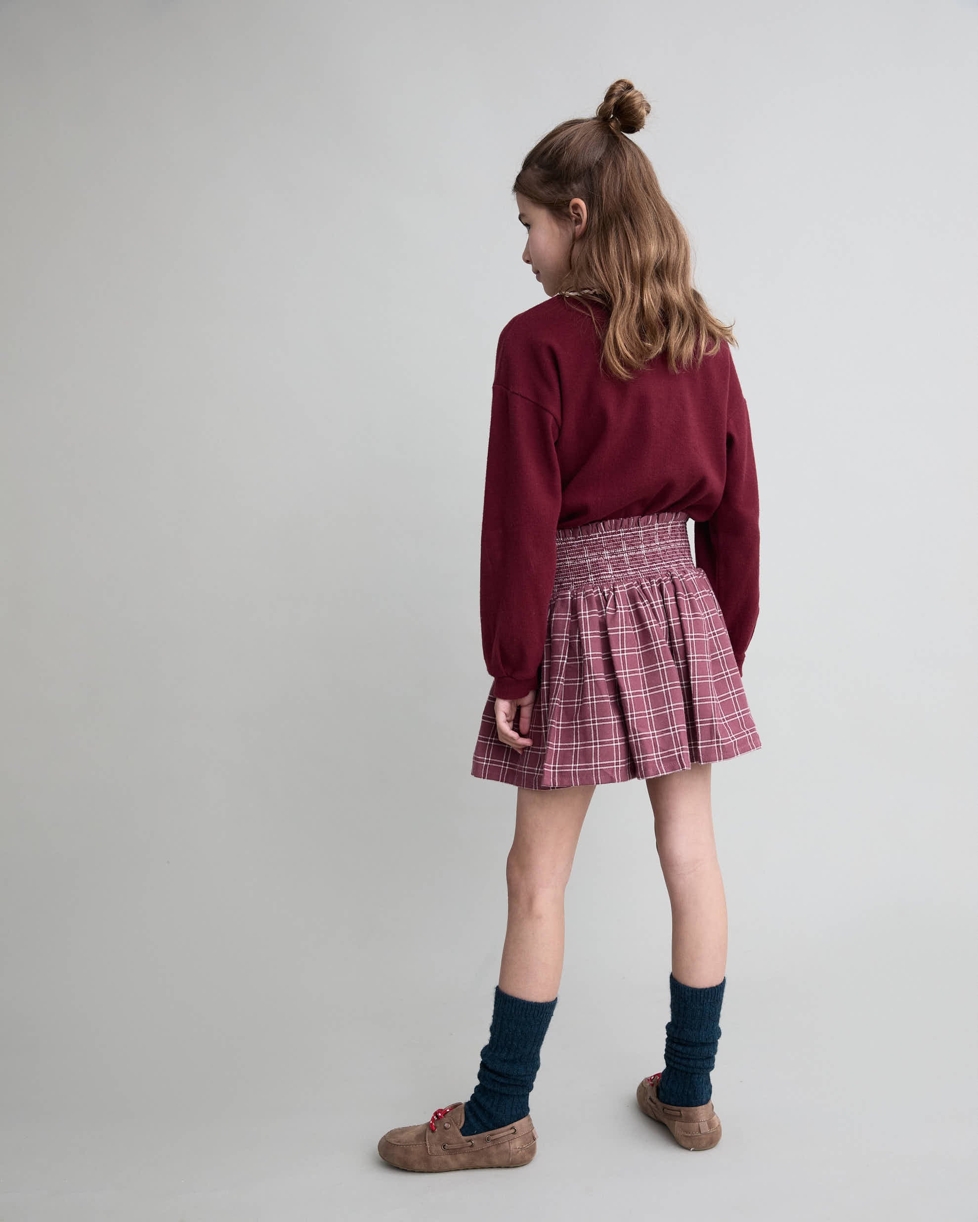 Búho Tartan Skirt Pomegranate