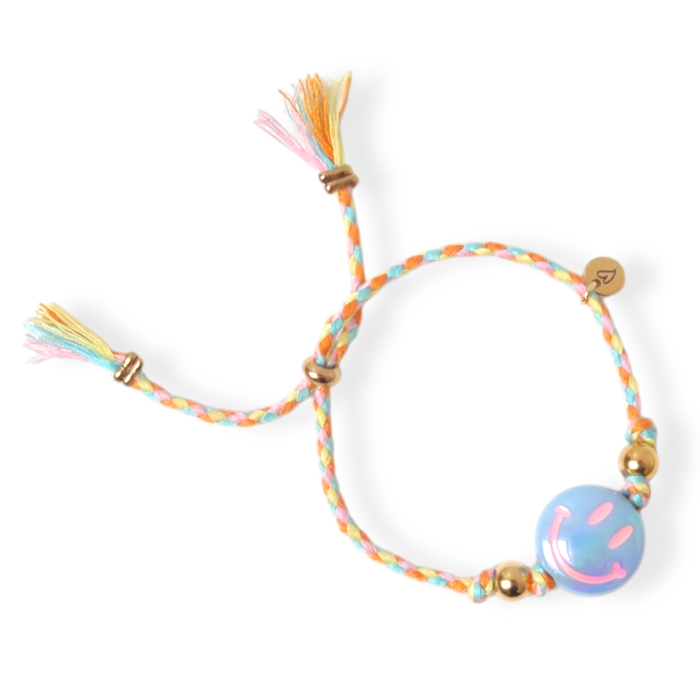 Love Issue - Bracelet "Happy Smiley" Light blue-Orange