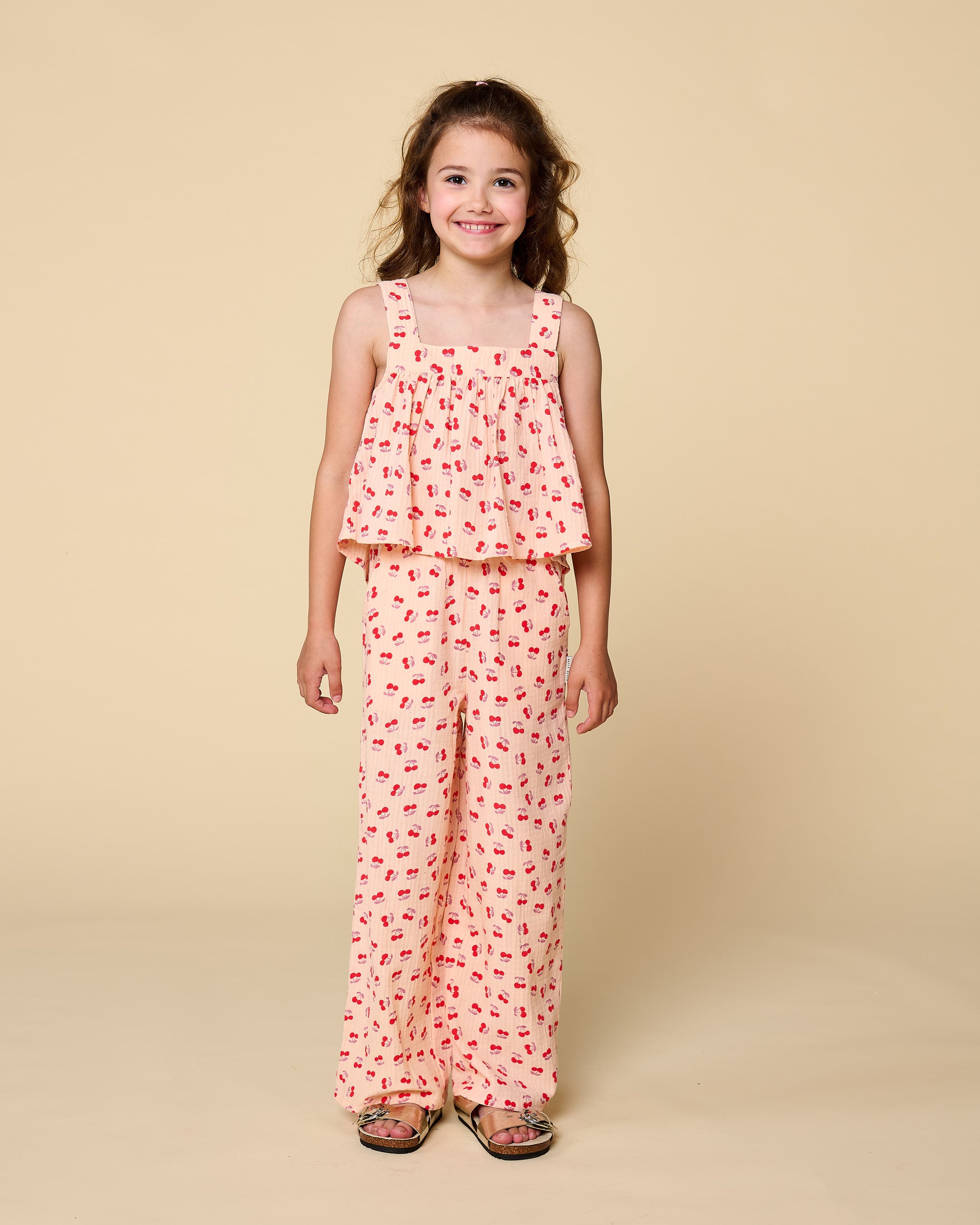 Petit Blush Wide Leg Pants Cherry AOP