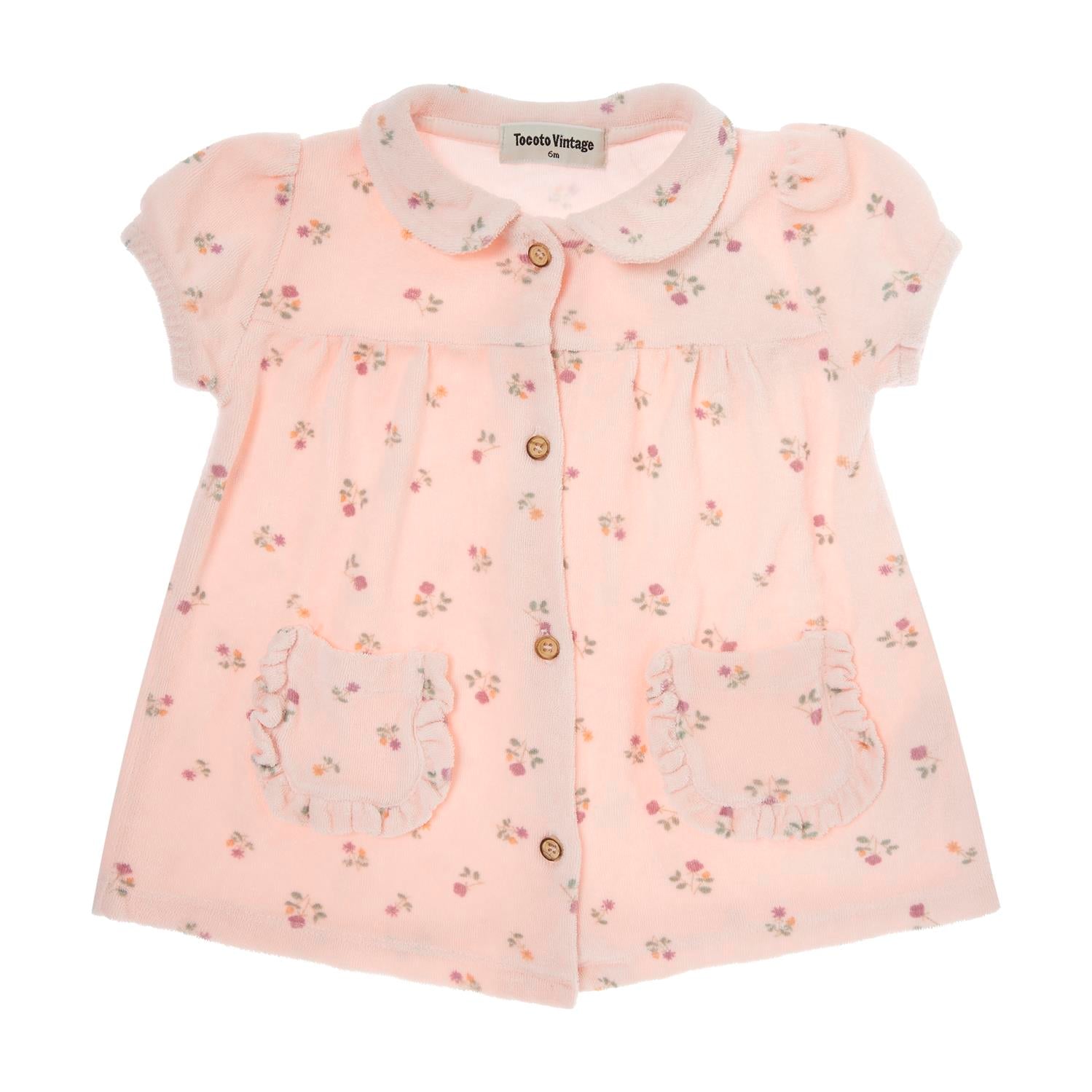 Tocoto Vintage Flower Printed Terry Baby Jurk Lilac