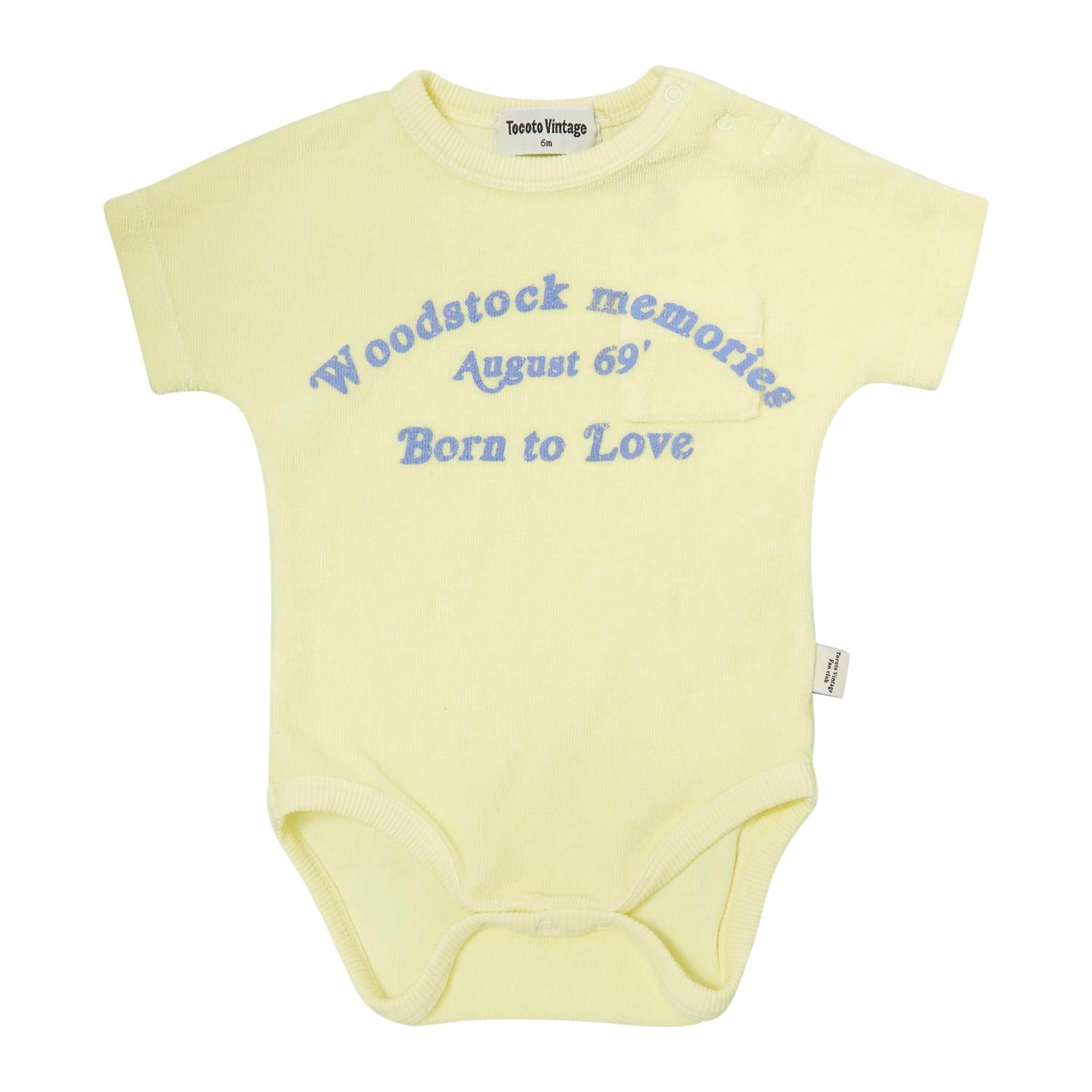 Tocoto Vintage Woodstock Printed Plain Baby Romper Jongens