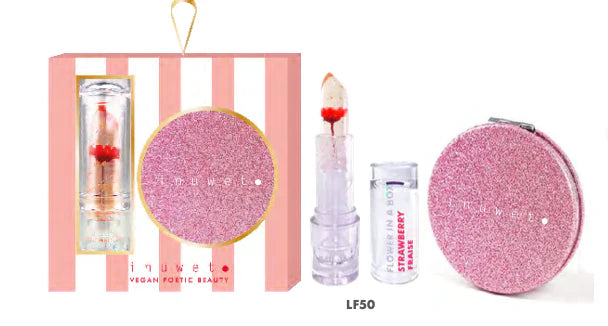 Inuwet Flower Make Up Set Lipstick + Glitter Mirror