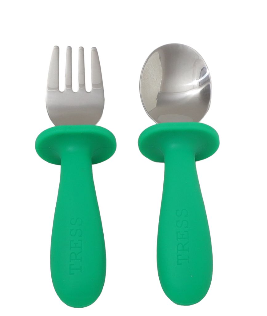 Tress Silicone Spoon & Fork Bright Green