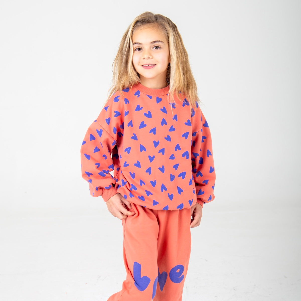 Lötiekids Hearts All Over Sweatshirt Coral