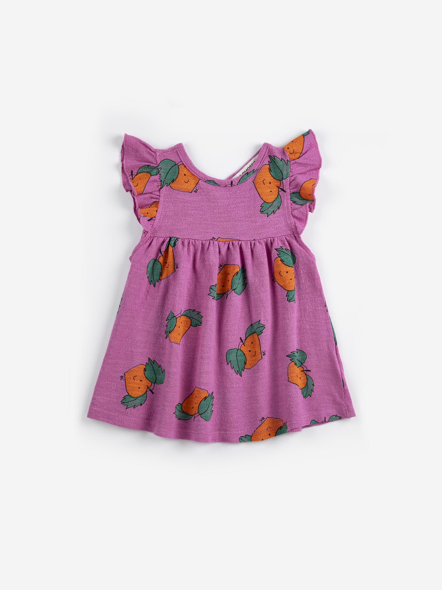 Bobo Choses Tangerine All Over Ruffled Dress Baby