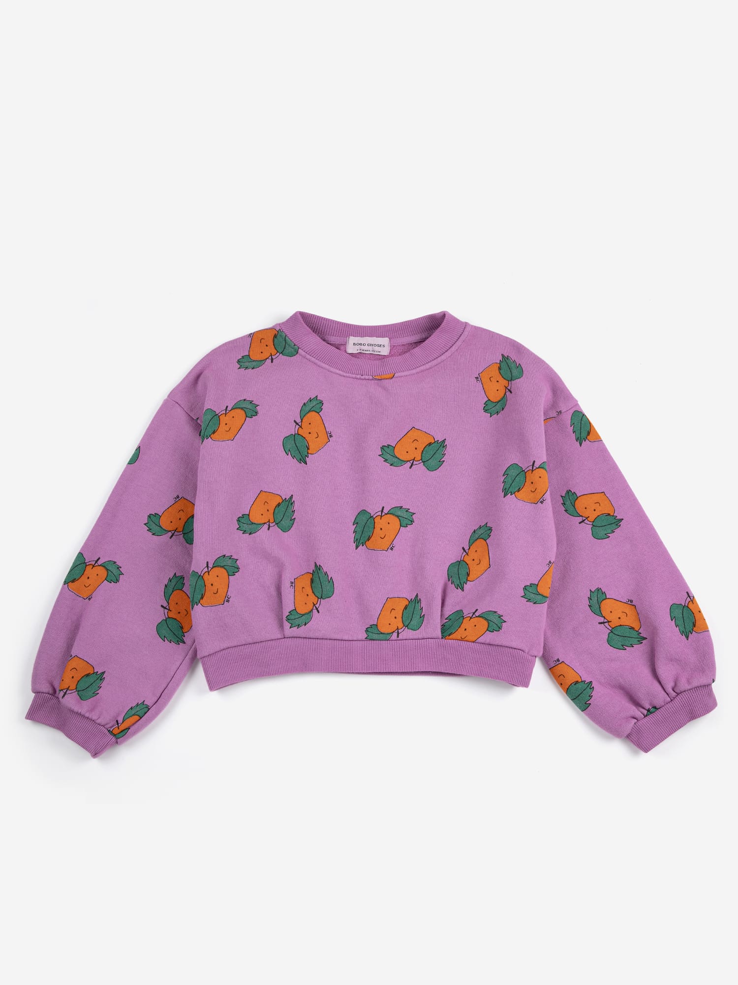 Bobo Choses Tangerine All Over Cropped Sweatshirt