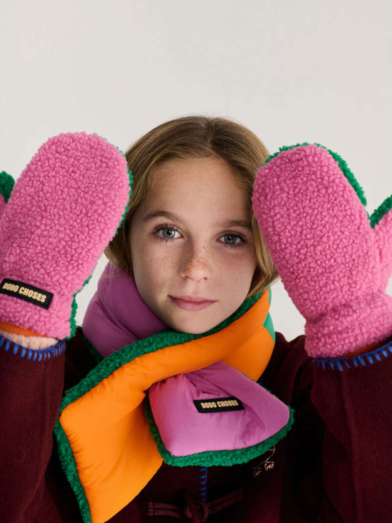 Bobo Choses Color Block Roze Sheepskin Wanten