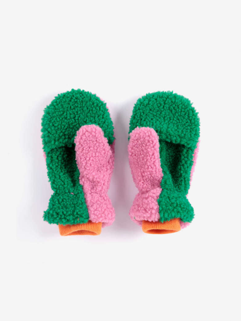 Bobo Choses Color Block Roze Sheepskin Wanten