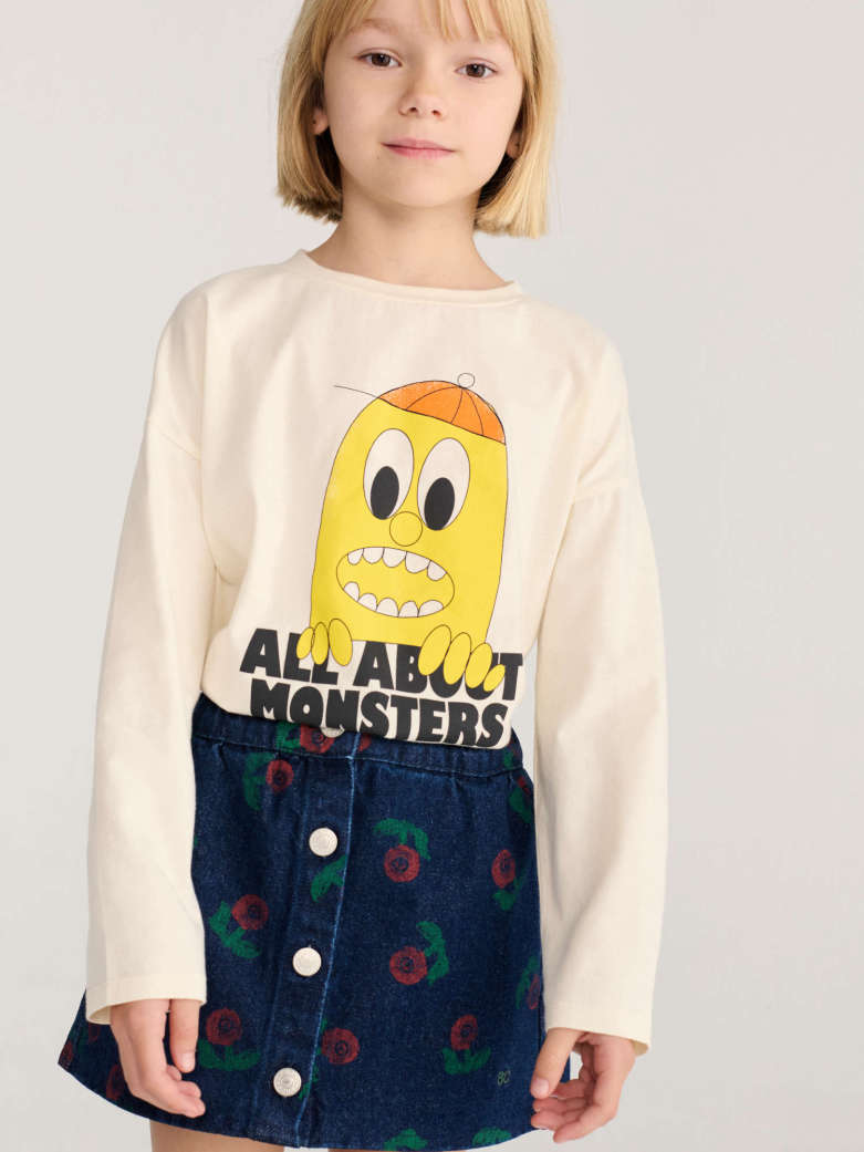 Bobo Choses Stamp Bloom Over Denim Skirt