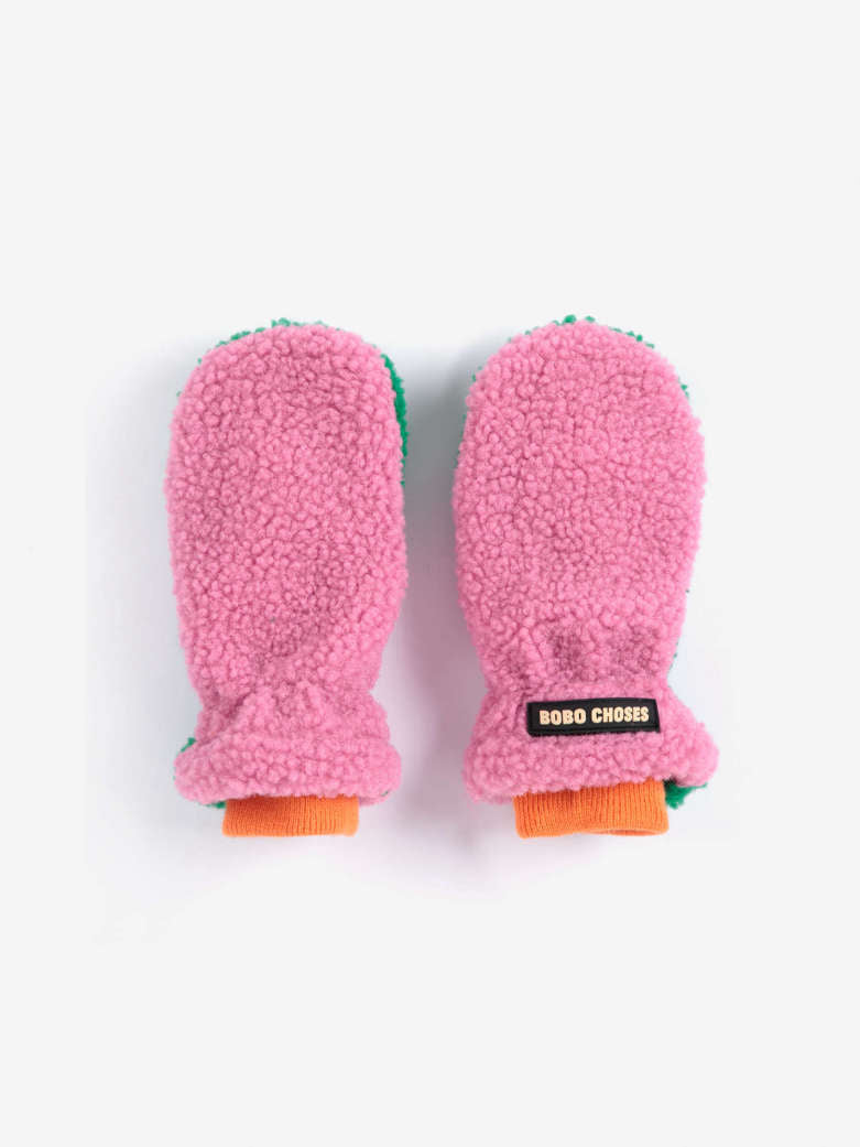 Bobo Choses Color Block Roze Sheepskin Wanten