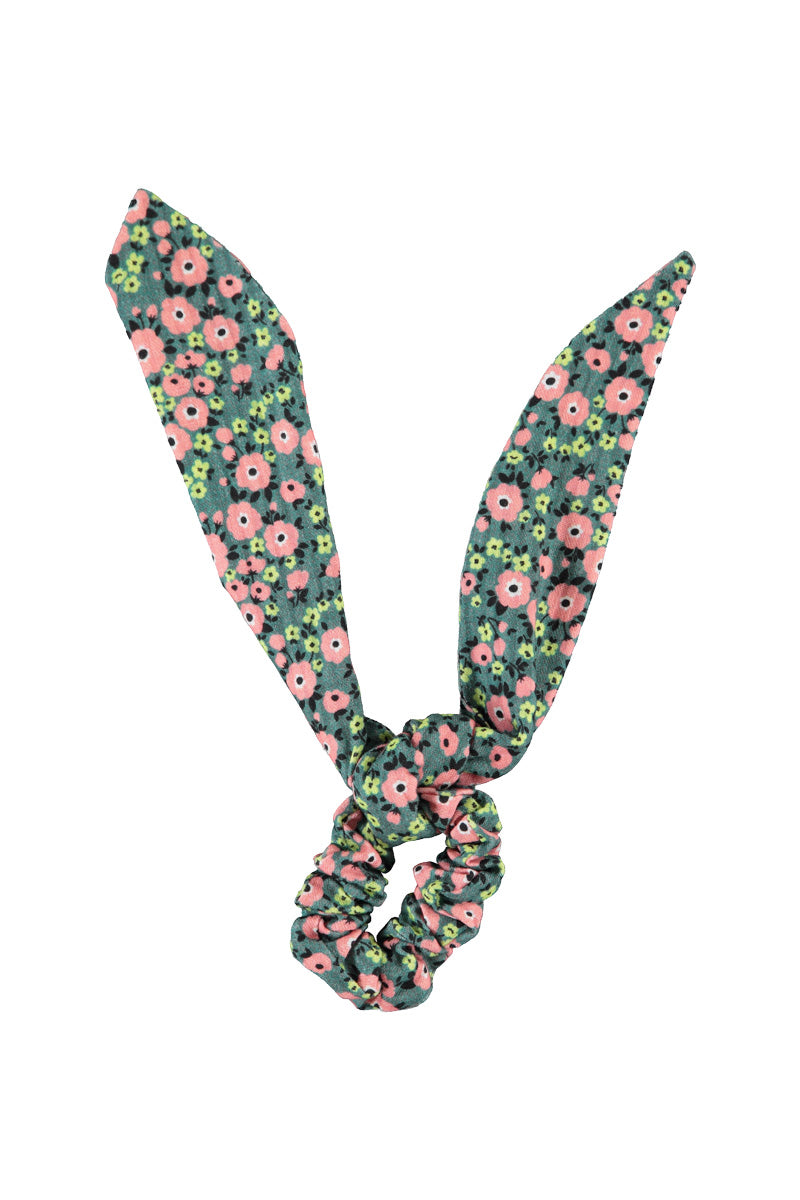 Piupiuchick Scrunchie Green W/Multicolor Flowers
