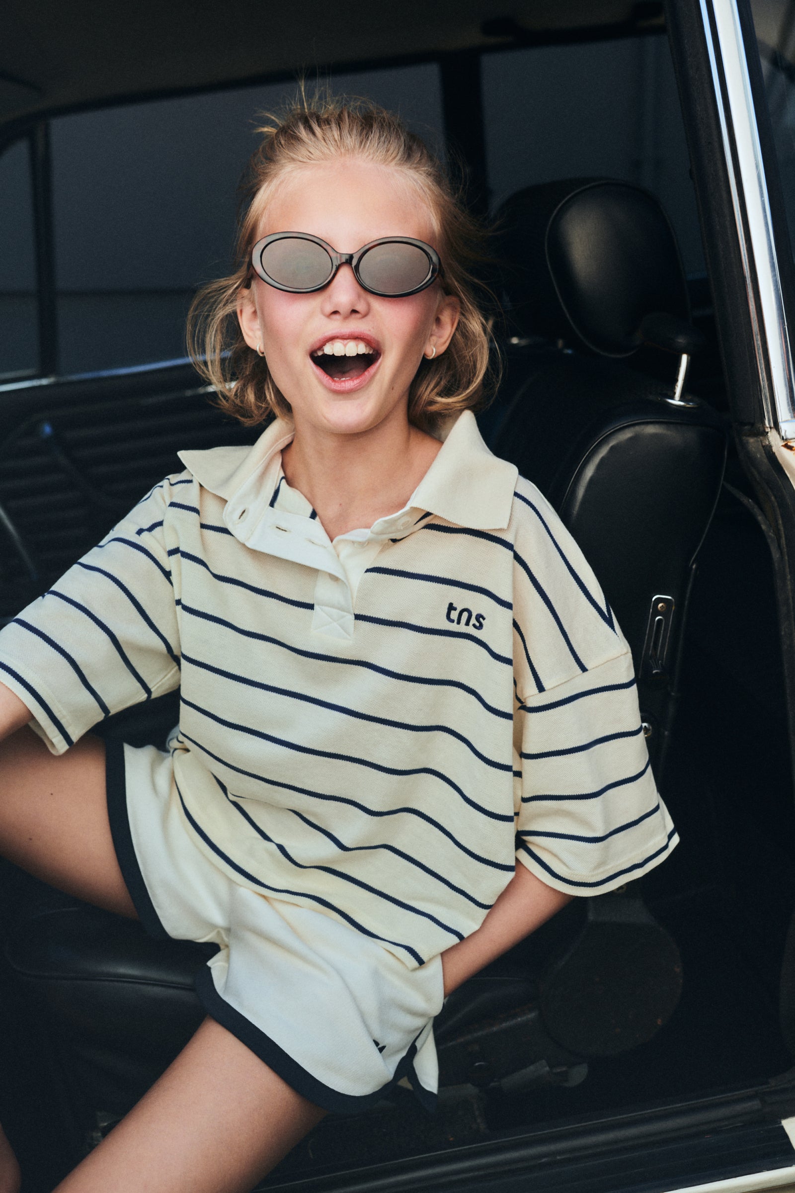 The New Society Acacia Teen polo Ecru Stripes