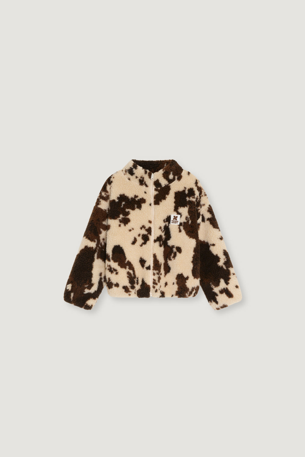 The New Society Wynn Teddy Jacket Cow Print