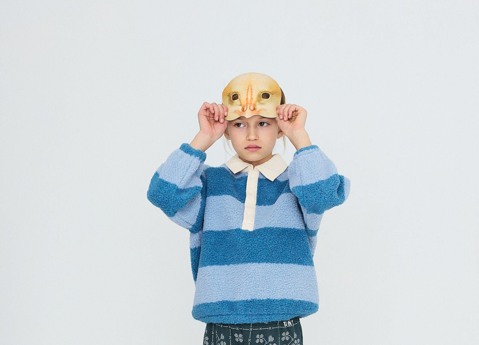 Tiny Cottons Blue Stripes Sherpa Collar Sweatshirt