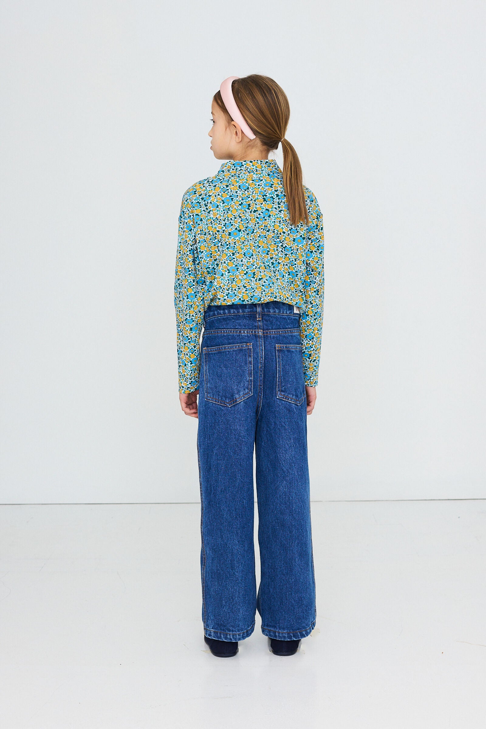 Tiny Cottons Flower Pattern Rib Mockneck