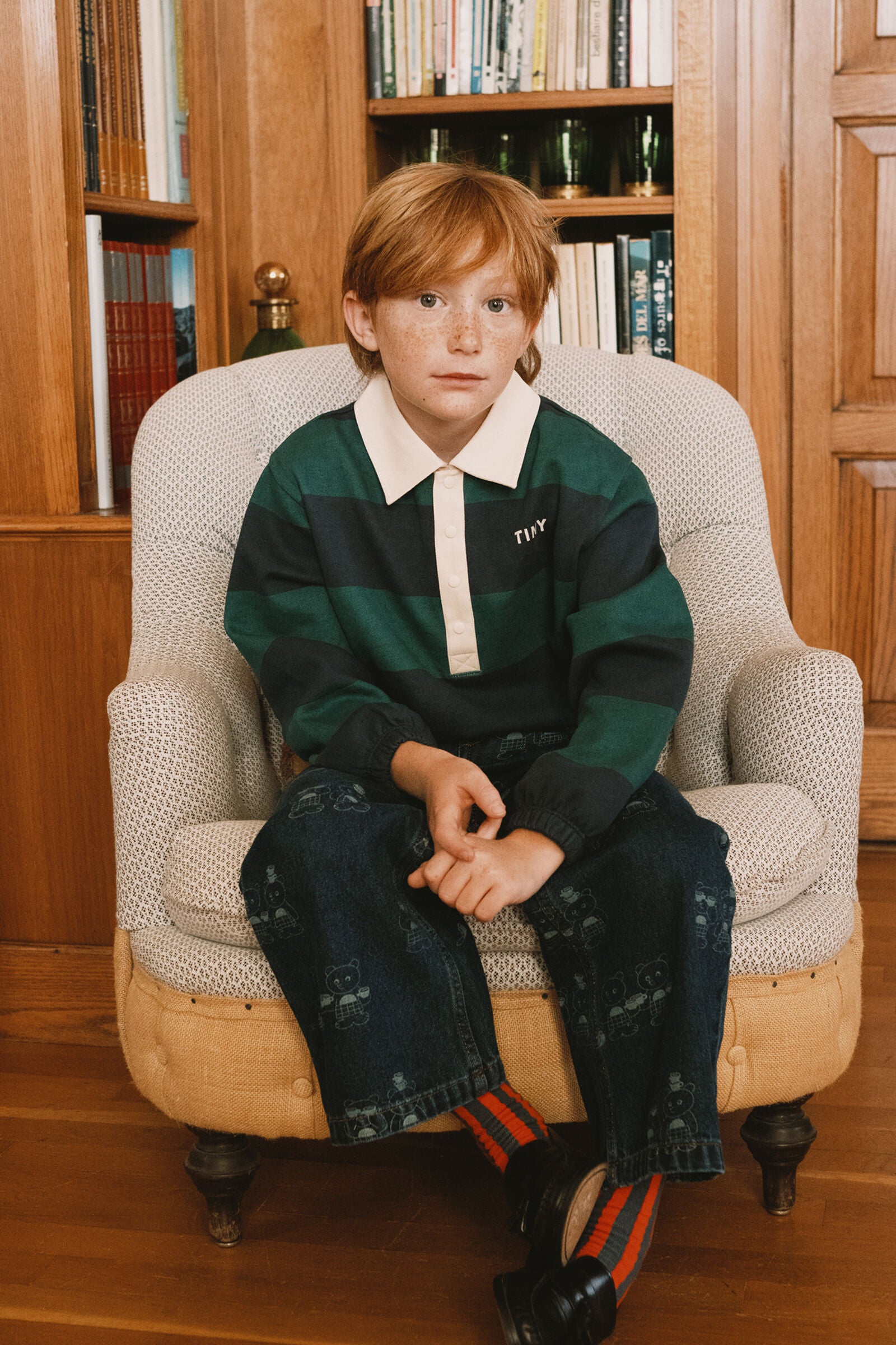 Tiny Cottons Navy Stripes Polo Sweater
