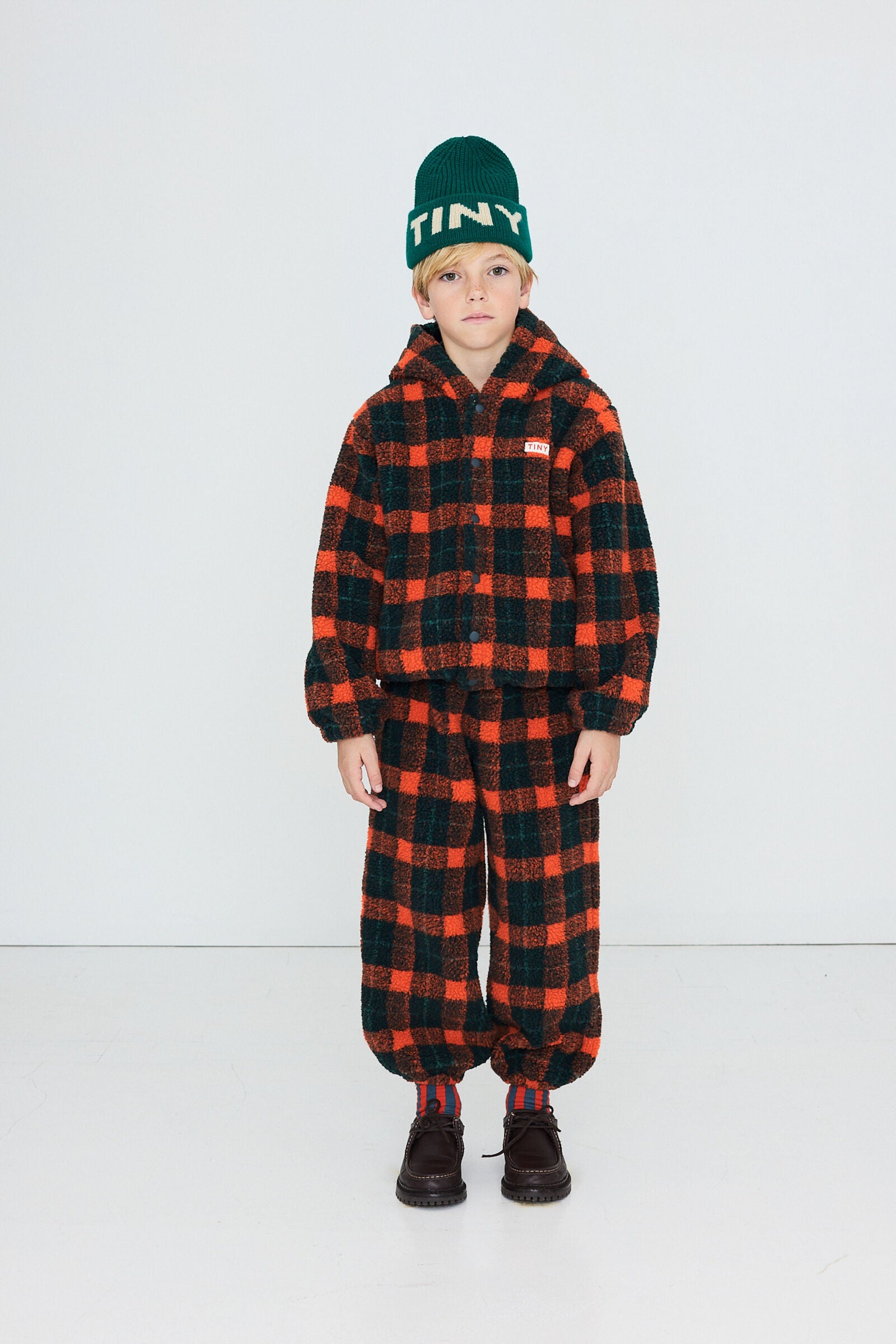 Tiny Cottons Red Check Sherpa Hoodie