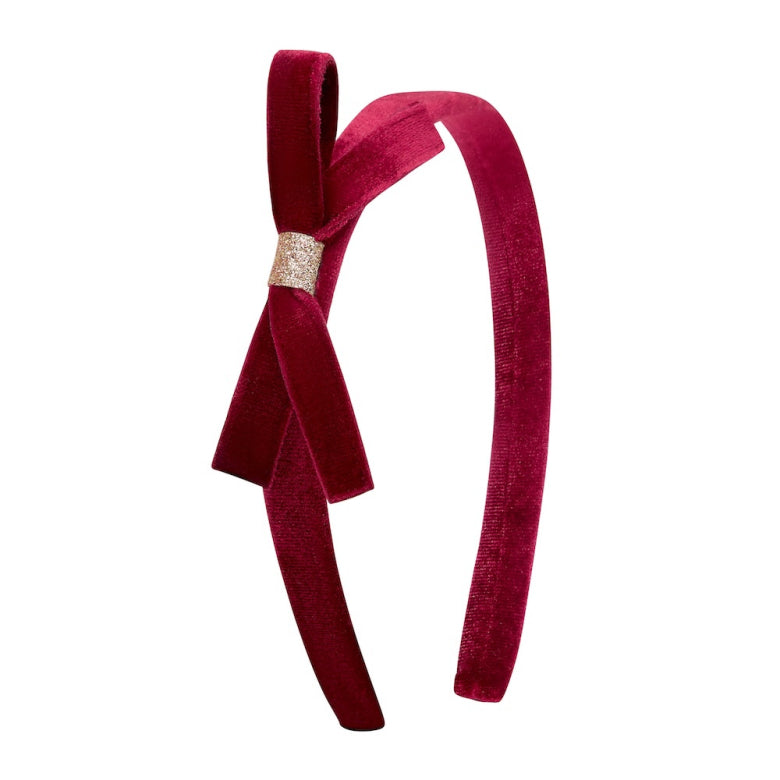 Mimi & lula Violet Bow Headband Burgundy