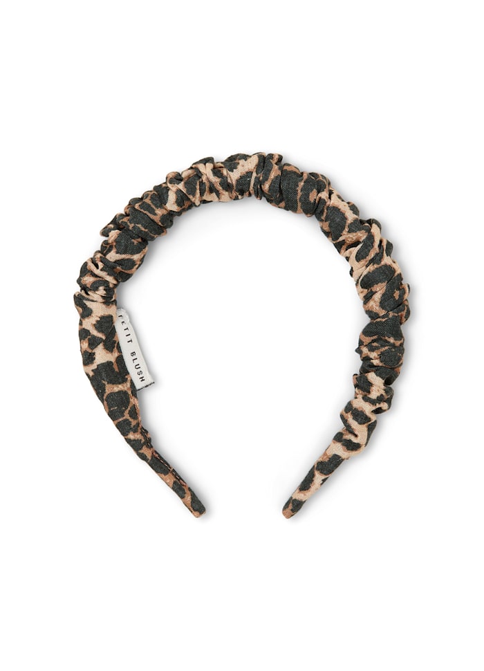 Petit Blush Smocked Headband Leopard AOP