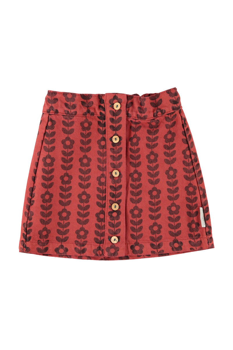 Piupiuchick Short Skirt Bordeaux W/Black Flowers