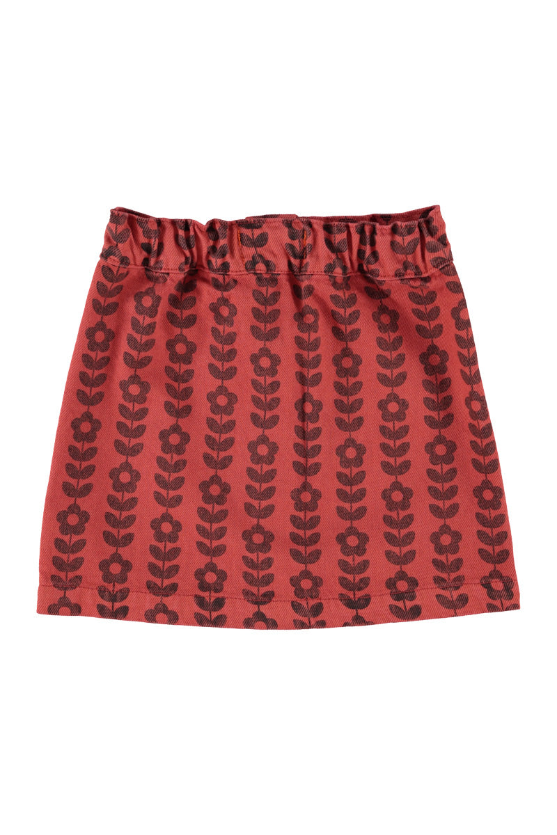 Piupiuchick Short Skirt Bordeaux W/Black Flowers