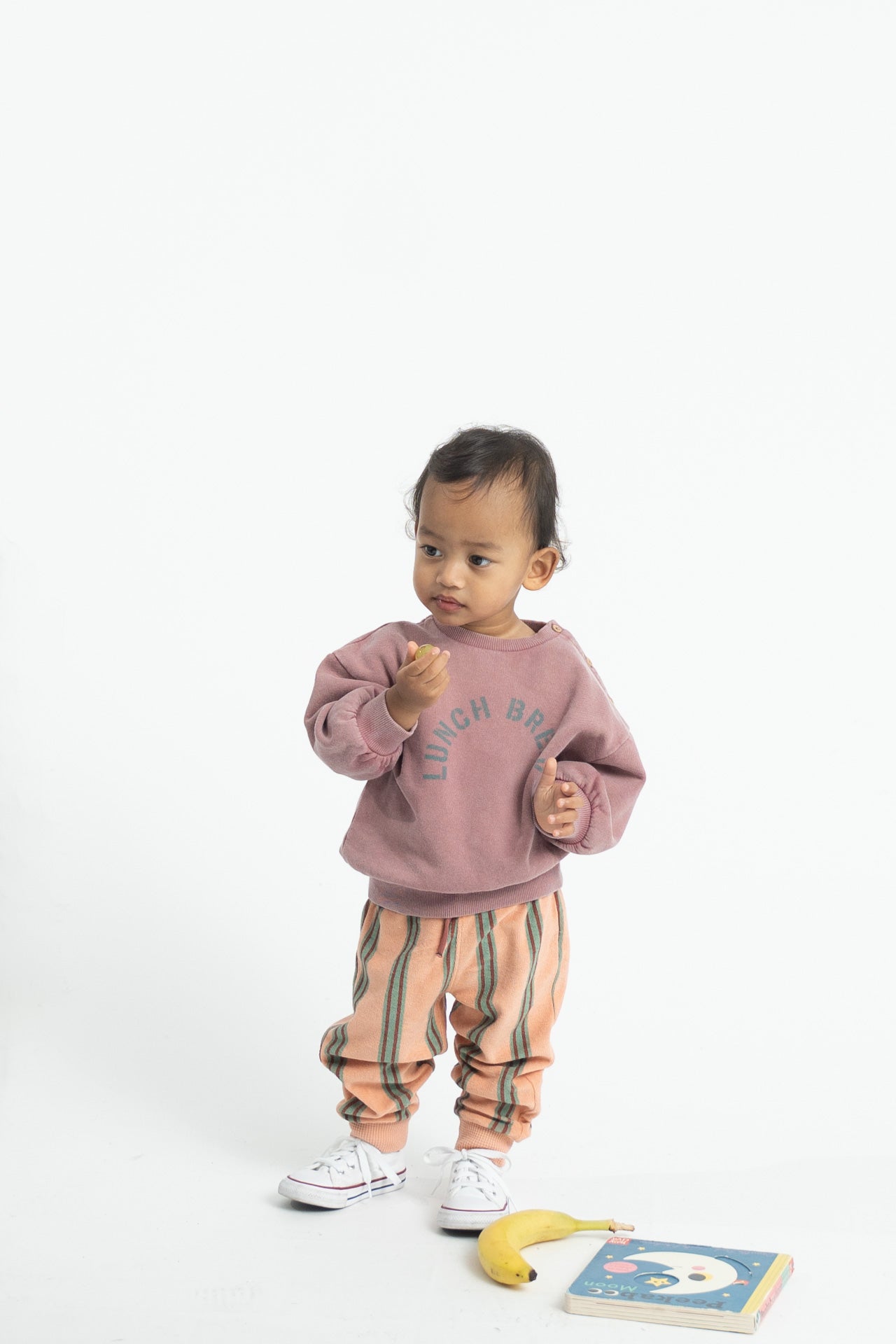 Piupiuchick Baby Oversized Sweatshirt | Pink W/"Lunch Break"