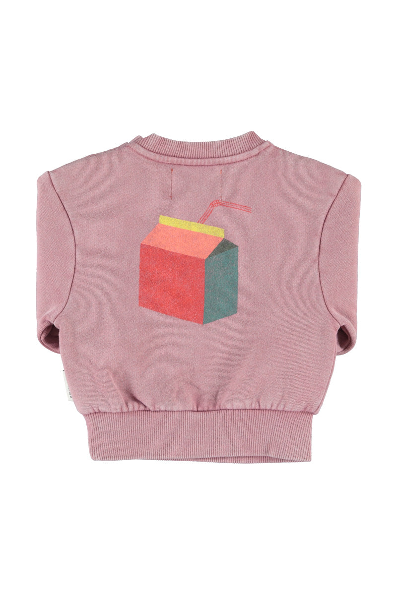 Piupiuchick Baby Oversized Sweatshirt | Pink W/"Lunch Break"
