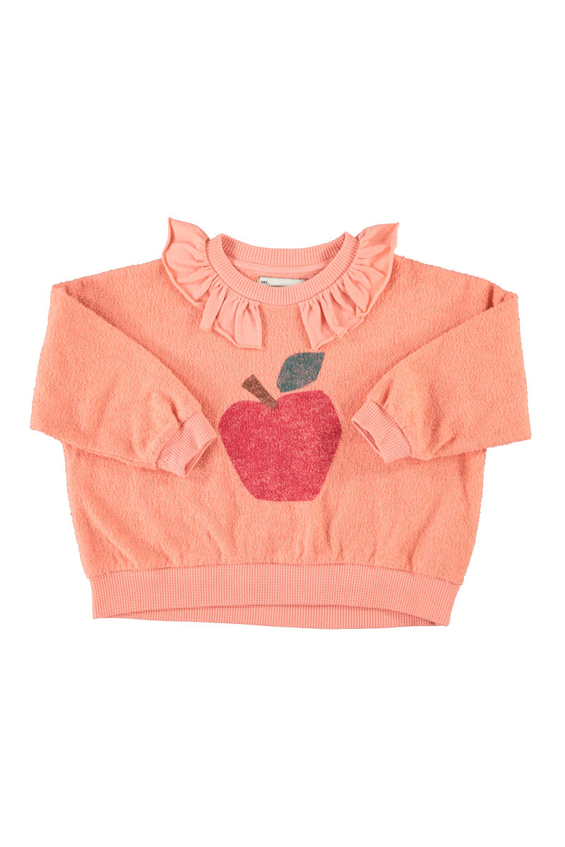 Piupiuchick Sweatshirt W/Collar | Pink W/ Apple Print